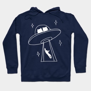 cat alien abduction line art Hoodie